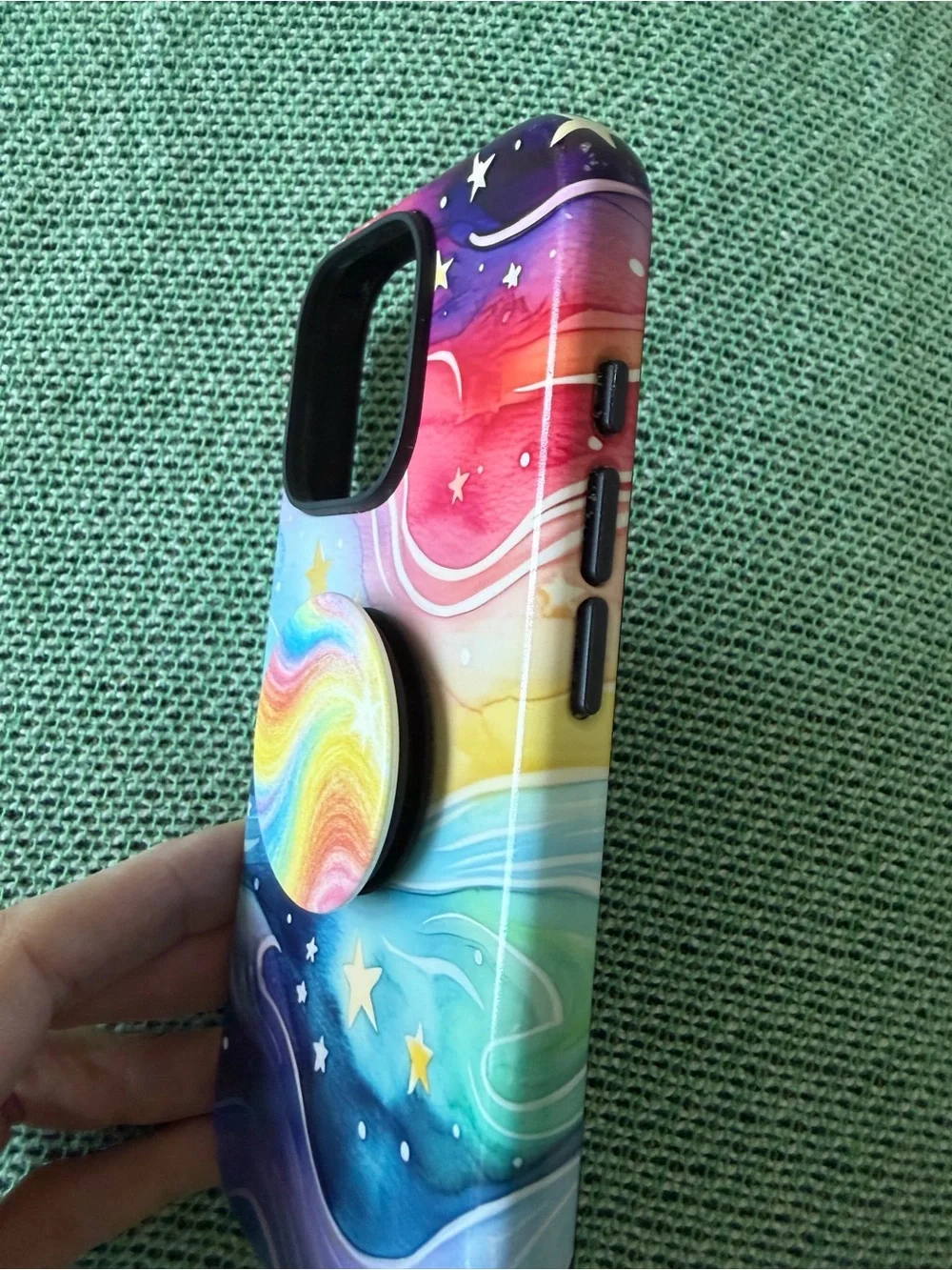 Stringberry iPhone 16 Multicolor Galaxy Wave Phone Case with Matching Pop Socket